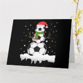 Carte Ballon de football drôle de Noël Bonhomme de neige (Fleur jaune)