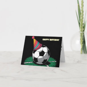 Carte ballon de football portant un casquette d'annivers