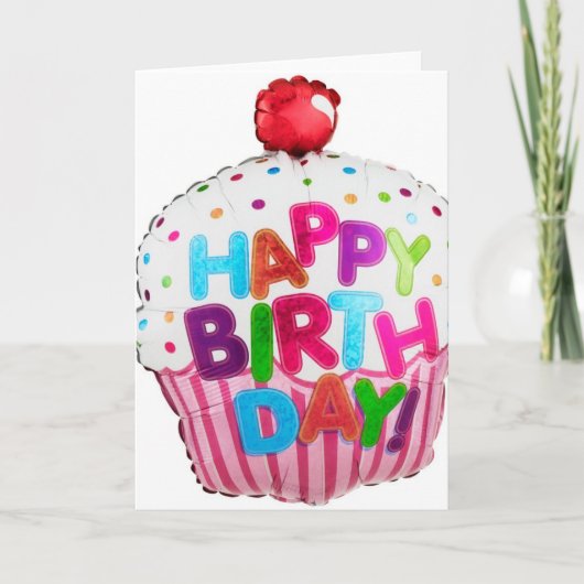 CARTE BALLON DE PETIT GÂTEAU D'ANNIVERSAIRE (Devant)