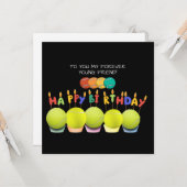 Carte Ballon de tennis avec joyeux anniversaire (Devant/Arrière en situation)
