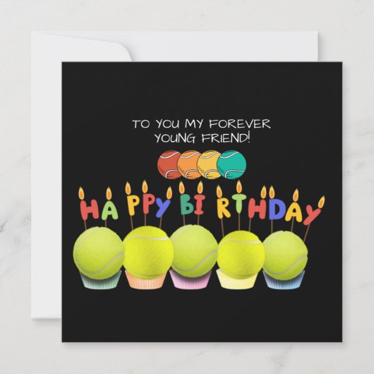 Carte Ballon de tennis avec joyeux anniversaire (Devant)