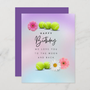Carte Ballon de tennis et Fleurs pour Joueur Anniversair