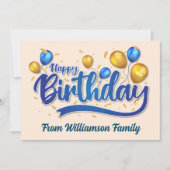 Carte Ballon or et bleu, joyeux anniversaire (Devant)