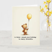 Carte ballon ours doux (Fleur jaune)