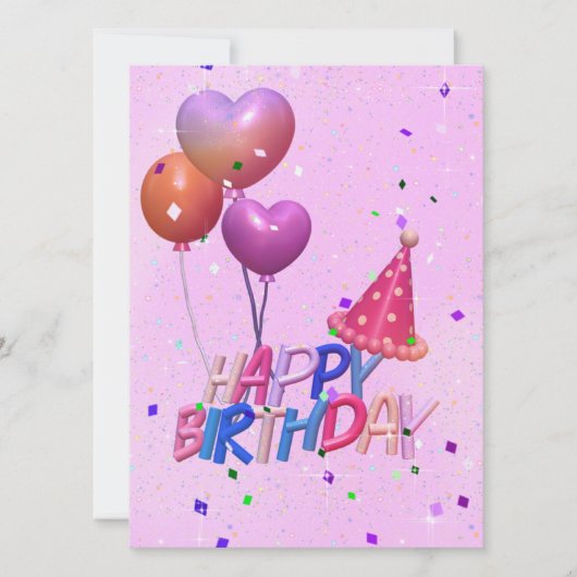 Carte ballon rose Anniversaire (Devant)
