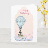 Carte Ballon volant, Ballons d'anniversaire (Fleur jaune)