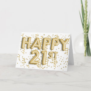Carte Ballons à huile d'or Joyeux 21e anniversaire