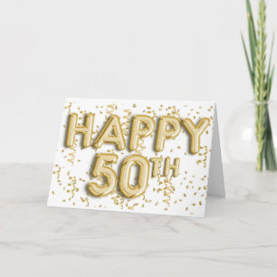 Carte Ballons à huile d'or Joyeux 50e anniversaire