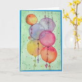 CARTE BALLONS À L'AQUARELLE (Fleur jaune)