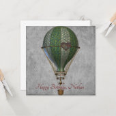 Carte Ballons à vapeur à air chaud Anniversaire (Devant/Arrière en situation)