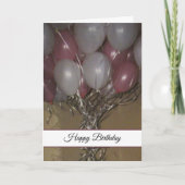 Carte Ballons Anniversaire Rose Blanc (Devant)