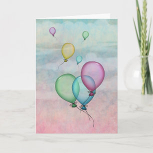 Carte Ballons Aquarelles dans le Ciel Anniversaire