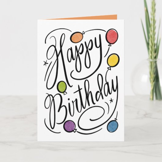 Carte Ballons Arc-En-Ciel Joyeux À La Main (Devant)