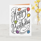 Carte Ballons Arc-En-Ciel Joyeux À La Main (Fleur jaune)