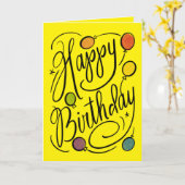 Carte Ballons Arc-En-Ciel Joyeux À La Main (Fleur jaune)