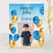 Carte Ballons bleu et or bleu photo arrière - plan (Fleur jaune)