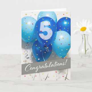 Carte Ballons bleus de 5e anniversaire de l'employ