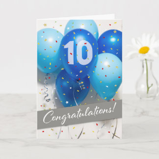 Carte Ballons bleus du 10e anniversaire de l'employé