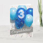 Carte Ballons bleus du 3e anniversaire de l'employ (Devant)