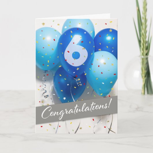 Carte Ballons bleus du 6e anniversaire de l'employ (Devant)