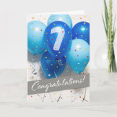 Carte Ballons bleus du 7e anniversaire de l'employ (Devant)