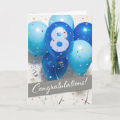 Carte Ballons bleus du 8e anniversaire de l'employ (Devant)