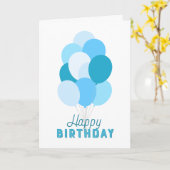 Carte Ballons Bleus Joyeux anniversaire (Fleur jaune)