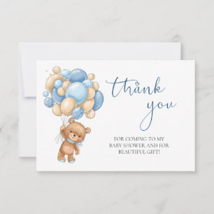 Carte Ballons Bleus Teddy Bear Baby shower Merci