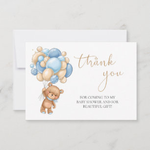 Carte Ballons Bleus Teddy Bear Baby shower Merci