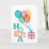 Carte Ballons Cadeau Minimaliste Hourra Anniversaire (Devant)
