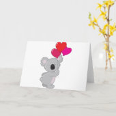 Carte Ballons Coeur Koala (Fleur jaune)