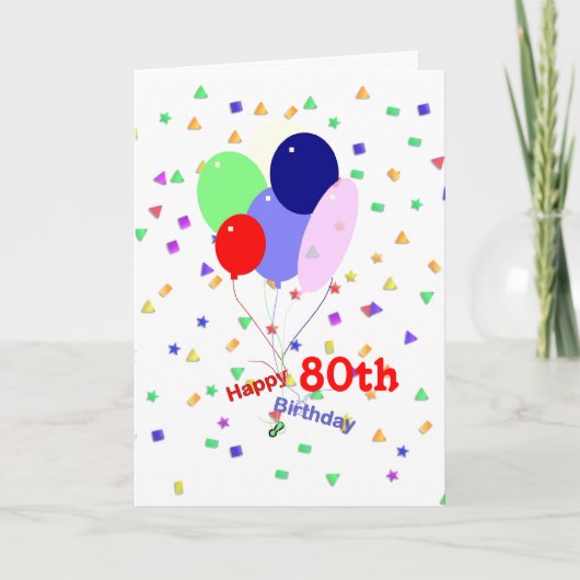 Carte Ballons colorés 80e anniversaire (Devant)