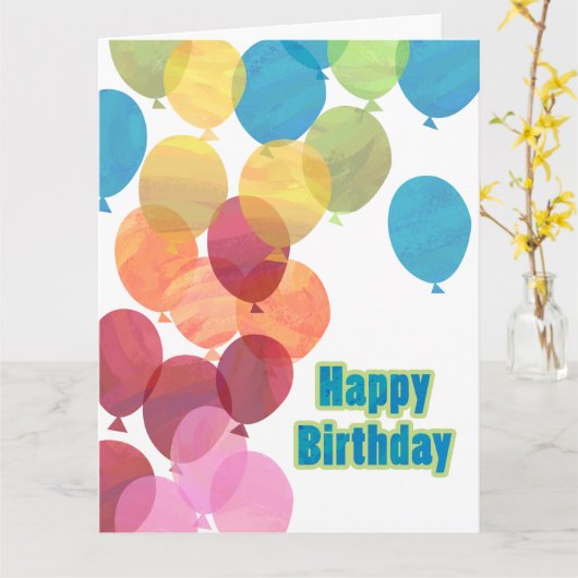 Carte Ballons colorés Anniversaire (Fleur jaune)