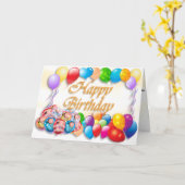 Carte Ballons colorés Anniversaire (Fleur jaune)