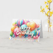 Carte Ballons colorés Anniversaire Désir (Fleur jaune)