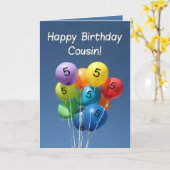Carte Ballons colorés Cousin 5e anniversaire (Fleur jaune)