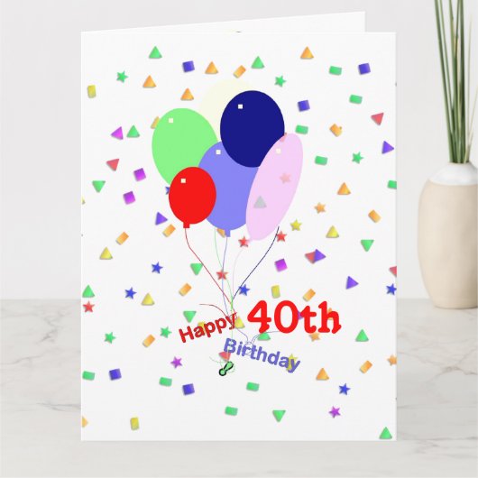 Carte Ballons colorés du 40e anniversaire (Devant)