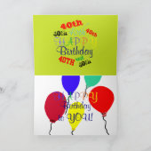 Carte Ballons colorés du 40e anniversaire (Intérieur)
