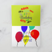 Carte Ballons colorés du 40e anniversaire (Intérieur)