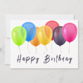 Carte Ballons colorés élégants Joyeux Script d'anniversa (Devant)