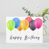 Carte Ballons colorés élégants Joyeux Script d'anniversa (Debout devant)