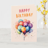 Carte Ballons colorés Enfants Joyeux anniversaire (Fleur jaune)