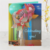 Carte Ballons colorés et roues modifiables Anniversaire (Fleur jaune)