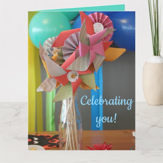 Carte Ballons colorés et roues modifiables Anniversaire (Devant)