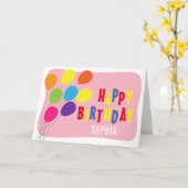 Carte Ballons colorés Filles voeux d'anniversaire (Fleur jaune)