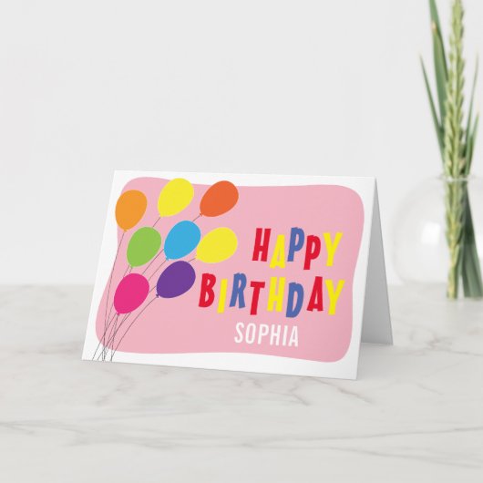 Carte Ballons colorés Filles voeux d'anniversaire (Devant)