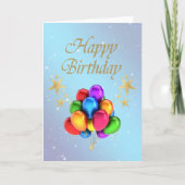 Carte Ballons colorés Gold Stars Joyeux anniversaire (Devant)