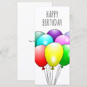 Carte Ballons colorés Joyeux Anniversaire (Devant / Derrière)