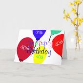Carte Ballons Colorés pour les 40 Ans (Fleur jaune)
