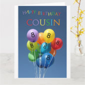 Carte Ballons couleur Cousin 8e anniversaire (Fleur jaune)